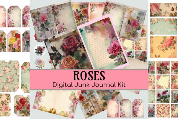 Download Roses Digital Junk Journal Kit - Junk journal kit Collection