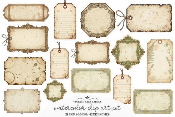Download Vintage Tags Labels Junk Journal Kit - Junk journal kit Collection