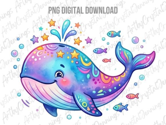 Download Cute Watercolor Whale PNG - Watercolor whale Collection