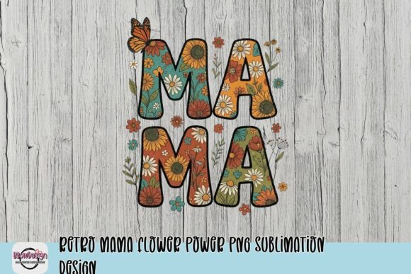 Download Retro Mama Flower Power PNG Sublimation Design - Flower power png Collection