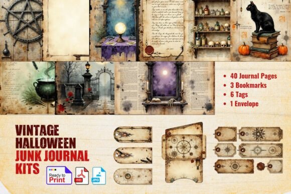Download Vintage Halloween Junk Journal Kit - Premium Bundle